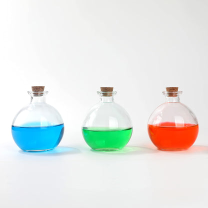 Magic Season Decorative Glass Bottles with Cork Stoppers - 260 ml Potion Bottles (6 Pcs)