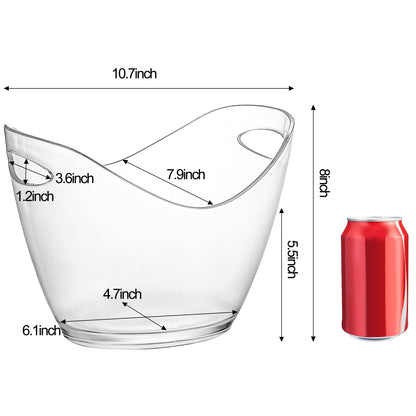 Yesland Ice Bucket, Clear Acrylic 3.5 Liter Storage Tub, Beer Bucket Beverage Chiller Bin for 2 Wine, Champagne Bottles, Beer Bottles