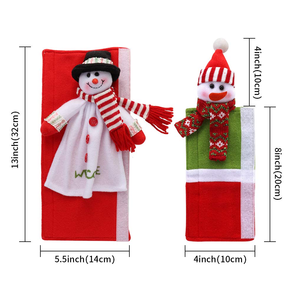 OurWarm Christmas Refrigerator Handle Covers Set of 4, 3D Cute Snowman Fridge Door Cover Kitchen Appliance Handle Covers for Kitchen Christmas Decorations