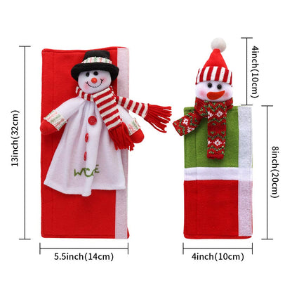 OurWarm Christmas Refrigerator Handle Covers Set of 4, 3D Cute Snowman Fridge Door Cover Kitchen Appliance Handle Covers for Kitchen Christmas Decorations
