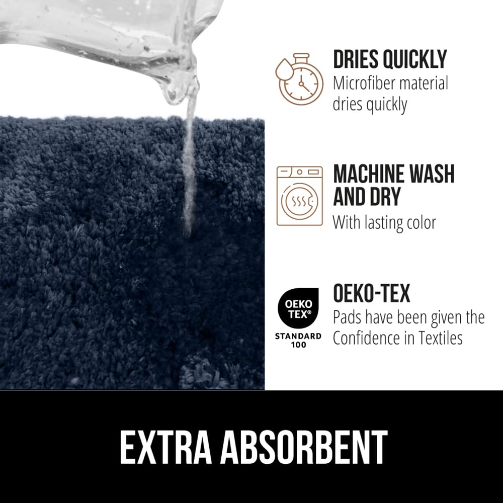 GORILLA GRIP Bathroom Rugs, Ultra Soft Absorbent Mat, Thick Plush Bath Rug, Machine Washable, Microfiber Quick Dry, Mats for Shower, Bathtub and Floor, Home Decor Accessories, 24x17, Navy Blue