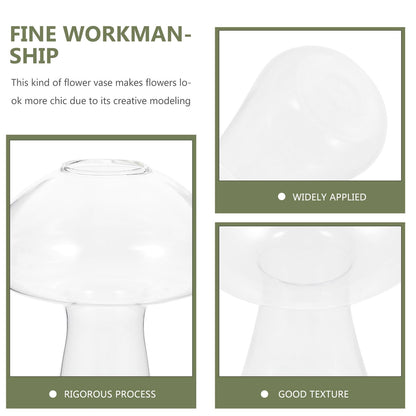 UPKOCH Mushroom Glass Vase Small 12x8cm Hydroponic Plant Terrarium Vase Decorative Glassware for Home and Office Desktop Flower Planter