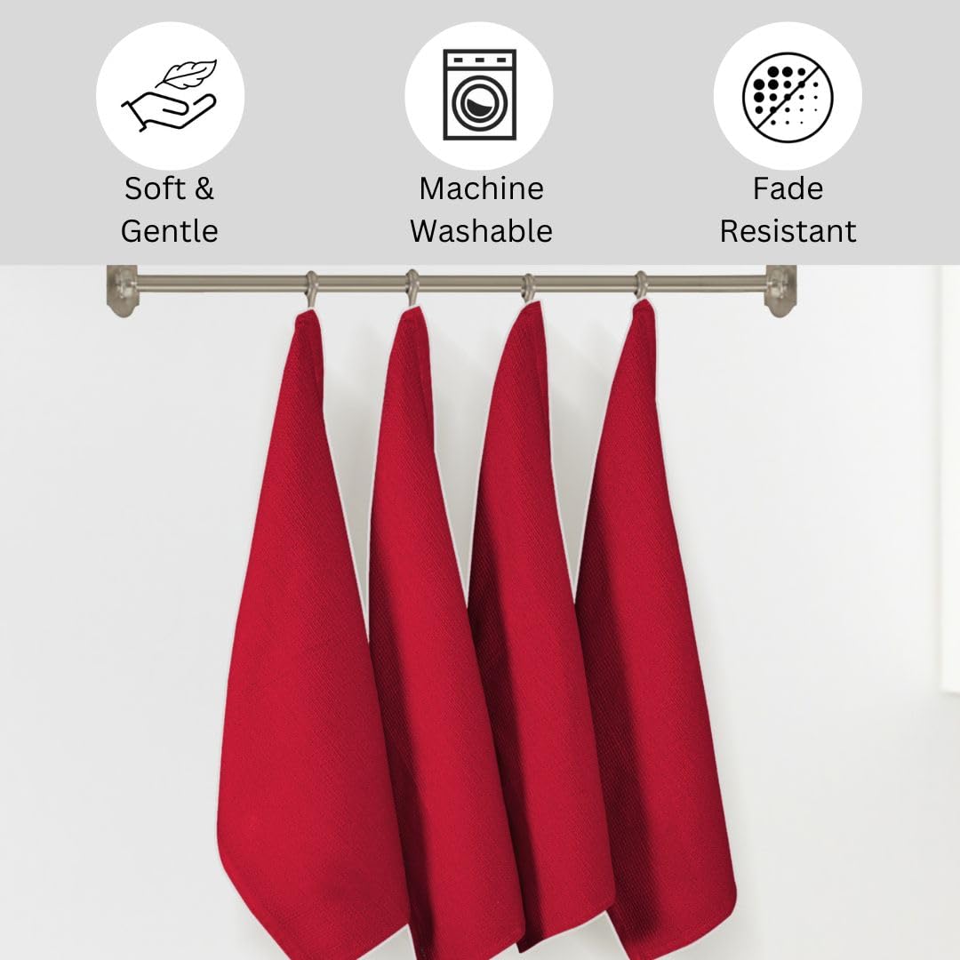 Threadvista 100% Cotton Waffle Kitchen Towels Set of 6 - Soft Highly Absorbent Durable Reusable - Perfect for Drying Cleaning Everyday Kitchen Use - Quick Drying Premium Dish Towels 16x26 Inch Red