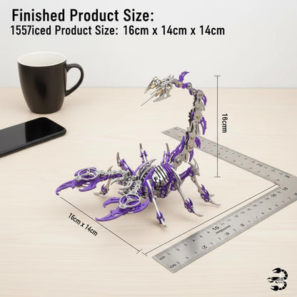 Scorpion 3D Metal Puzzles for Adults, 454PCS Stainless Steel DIY Mechanical Metal Model Kits, No Glue Assembly with Movable Joints, Challenging Metal Building Kit Desk Decor Gift(Purple)