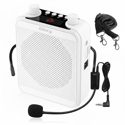 Giecy 30W Portable Voice Amplifier with Wired Microphone Headset, 2800mAh Rechargeable PA System Speaker Personal Microphone Speech Power Amplifiers Loudspeaker for Teachers/Metting/Tour Guide