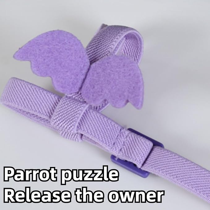 Pet Parrot Bird Harness and Leash, Adjustable Training Design Anti-Bite, Bird Nylon Rope with Cute Wing and Colorful Leash for Parrots Lovebird Cockatiel Conure Budgie (Purple with 118.1inch Leash,S)