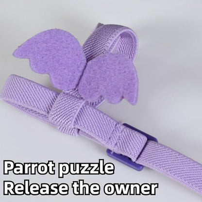 Pet Parrot Bird Harness and Leash, Adjustable Training Design Anti-Bite, Bird Nylon Rope with Cute Wing and Colorful Leash for Parrots Lovebird Cockatiel Conure Budgie (Purple with 393.7inch Leash,S)