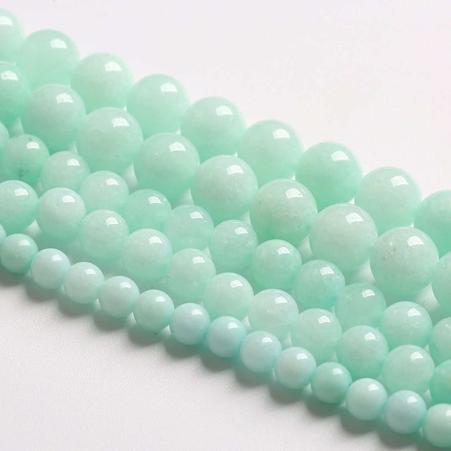 8MM 46PCS Natural Stone Amazonite Chalcedony Loose Beads for Jewelry Making DIY Bracelet Necklace 1 Strand