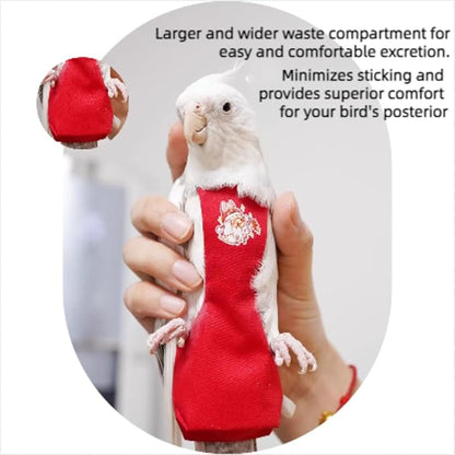 MANON ROSA Bird Diapers Leash Set Washable Reusable Handmade Flight Suit Waterproof Inner Layer - Protective Parrot Nappy Clothes Parakeets Macaws Budgies Canaries (Black2,Rainbow Lorikeet)