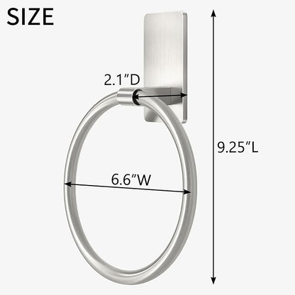 STWWO Brushed Nickel Towel Ring, Hand Towel Holder for Bathroom, Self Adhesive Hand Towel Rings for Bath, Kitchen, RV, No Drill Hole