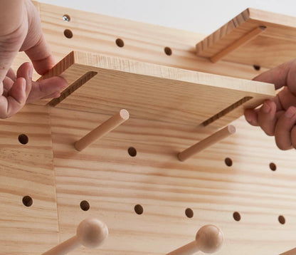 socalsunny Wood Pegboard Combination Wall Organizer Kit, Wooden Display Pegboard Panel Kits for Bedroom, Study, Office, Bathroom, 2 Pieces Pegboards and 15 Accessories