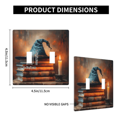 Decorative Art Light Switch Covers Enchanted Witch Hat Halloween 2 Gang Double Toggle Wall Plate Decorative Switchcover Electrical Switchplate for Home Decor