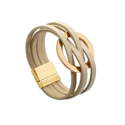 Long tiantian Leather Cuff Wrap Bracelet Blue Bracelets for Women Circle Charm Bangle Boho Multilayer Stackable Jewelry