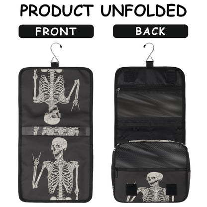 AUUXVA Hanging Toiletry Bag for Women, Halloween Skeleton Makeup Bag, Day of the Dead Cosmetic Bag, Travel Essentials for Women Men