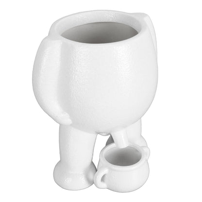 RIZGHWOY Human Figure Shaped Ceramic Flower Planter, Decorative Desktop Plant Pot, White