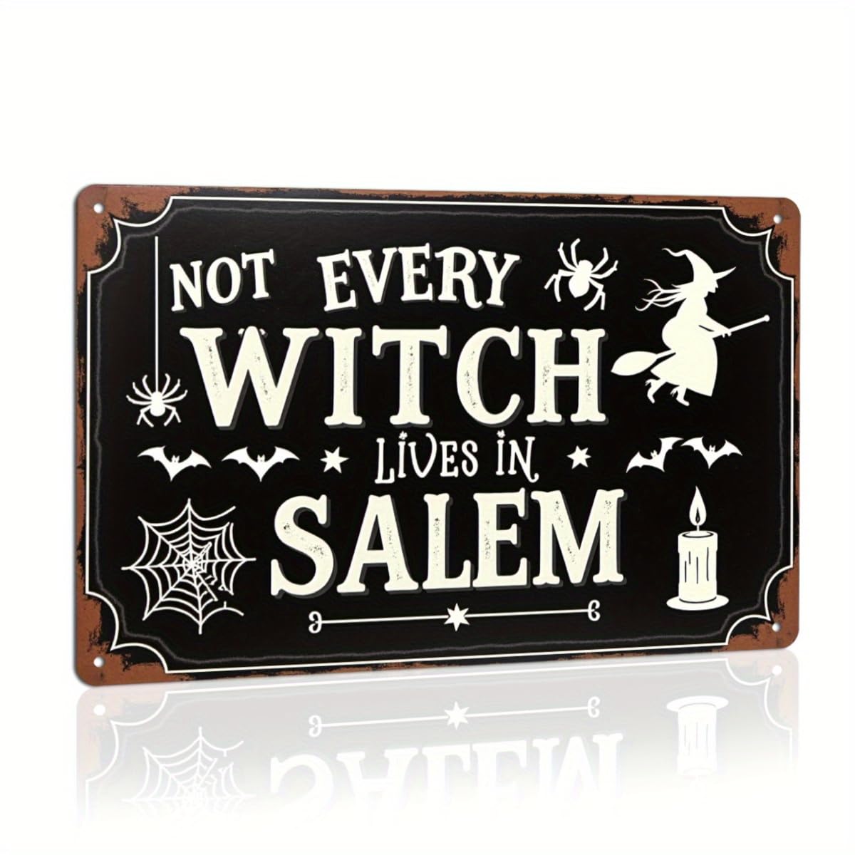 Not Every Witch Lives in Salem Halloween Retro Metal Tin Sign Wall Art Decor for Home Farmhouse Halloween Party Indoor Outdoor 8x12 Inch