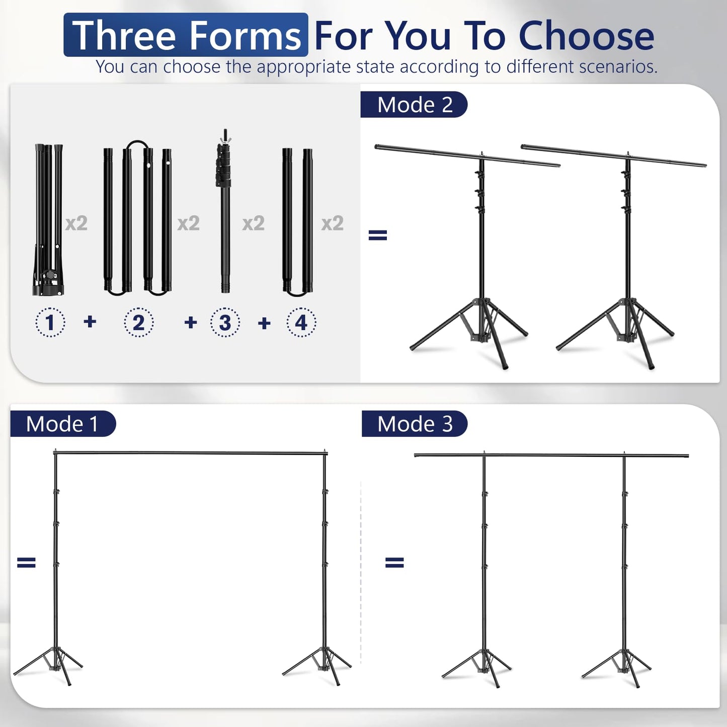 EMART 3-in-1 Backdrop Stand Kit 10x8.5 ft for Photography Studio, T-Shape Banner Back Drop Stand for Party, Wedding, Dectoration, Background Stand for Photo Video Studio with Carry Bag, 8 Clamps