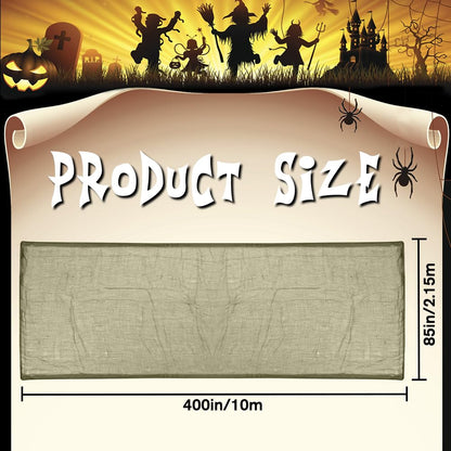 Vellibring 400" x 85" Halloween Creepy Cloth Decoration,Large Green Spooky Fabric Cloth Scary Gauze Cheesecloth for Haunted House Halloween Party Yard Wall Indoor Outdoor Decor