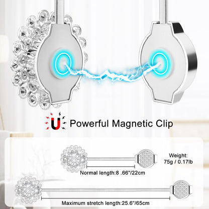 AULEEP Magnetic Curtain Tiebacks, 4 Pack Magnetic Crystal Decorative Drapes Curtain Clips Buckle, Flower Curtain Tie Back, European and American Style (Silver)