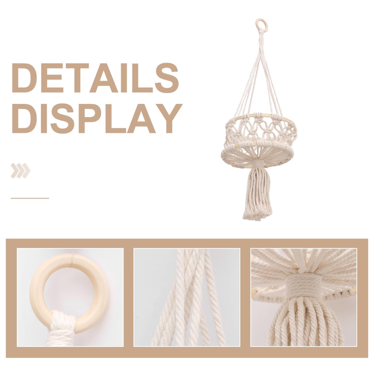 Cabilock Handwoven Cotton Rope Plant Hanging Holder Single Indoor Basket Decor for Wall Ornament Woven Rope Flower Pot for Home and Wedding Decoration