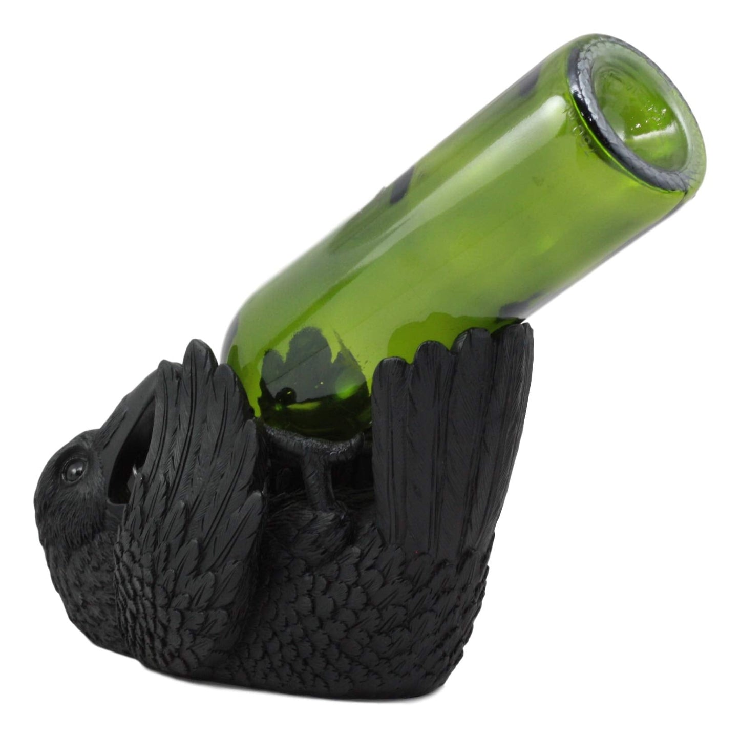 Ebros Macabre Potion Raven Wine Bottle Holder Figurine - Mystical Halloween Kitchen Home Decor Statue - Gothic Crows Edgar Poe Quoth The Raven Nevermore