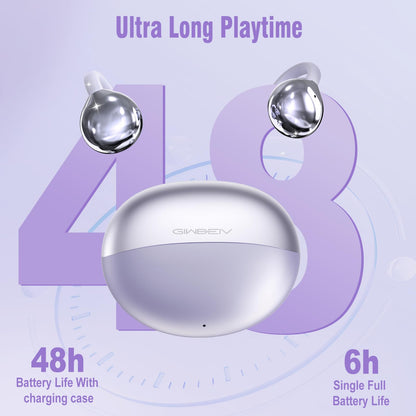AI Translation Earbuds Real Time, 164 Language Translator Earbuds, 3-in-1 Wireless Clip on Earbuds, Bluetooth 5.4 Headphones, Translating Device for Travel Business Learning (Purple)