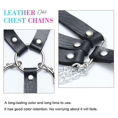 Kesvb Goth Harness Black Chest Chain Leather Harness for Women