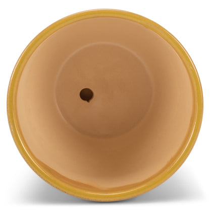 Napco Honeycomb Yellow 4.75 Inch Ceramic Flower Pot Planter with Saucer