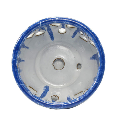 W&W Orchid Pot with Holes and Saucer for Repotting and Better Grow, Blue and White, 6.5 Inches