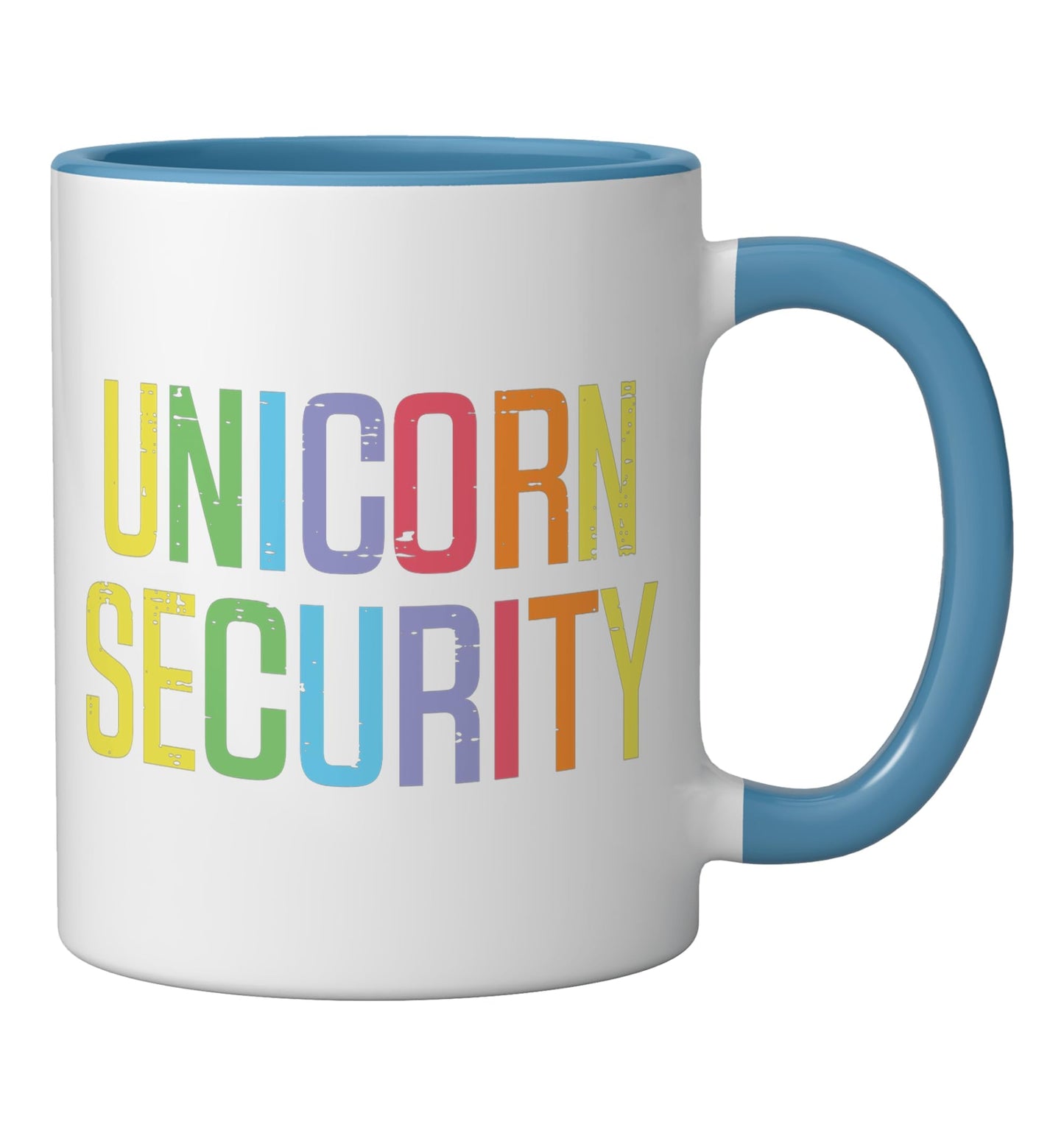 Halloween Unicorn Security Funny Costume Dad Men Boys Kids Ceramic Mug, Blue/White