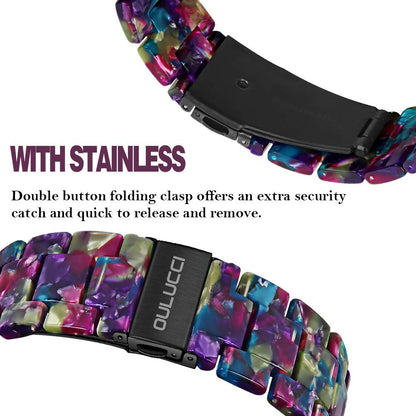 OULUCCI Compatible with Apple Watch Bands For Women, Fashion Resin iWatch Bands For Series 11 10 9 8 7 6 5 4 3 2 1 SE (Flower Purple Green, 38mm/40mm/41mm/42mm-Series11/10)