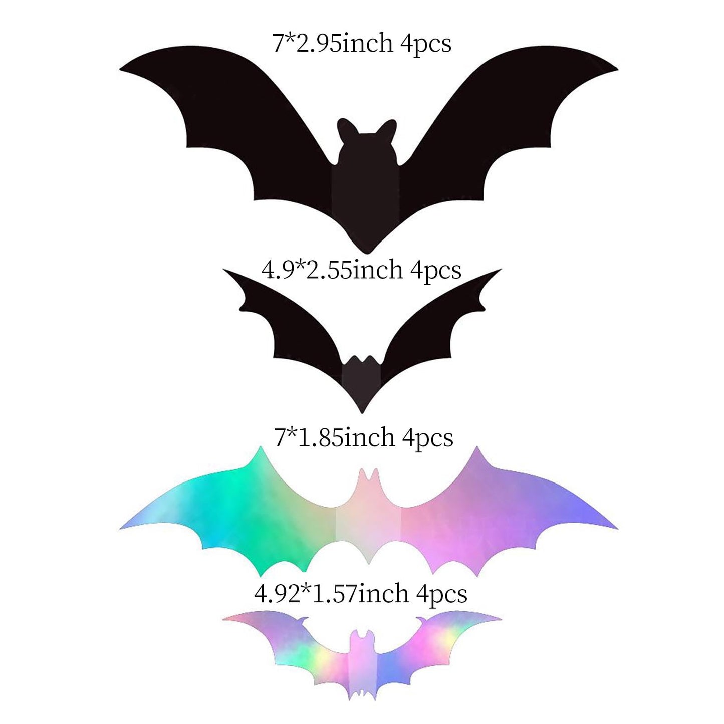 Halloween Iridescent Holographic Bats Party-Decorations Stickers Banner - 17pcs Neon Glitter 3d Paper Rooms Wall Decor,Hotel Transylvania Kids Happy Birthday Hanging Supplies Panduola