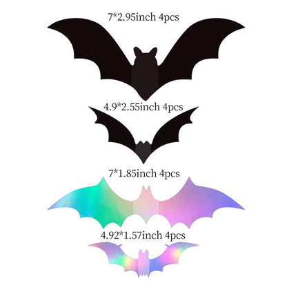 Halloween Iridescent Holographic Bats Party-Decorations Stickers Banner - 17pcs Neon Glitter 3d Paper Rooms Wall Decor,Hotel Transylvania Kids Happy Birthday Hanging Supplies Panduola