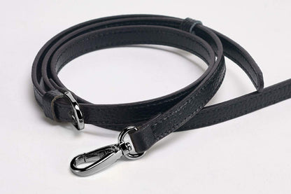 LIVE UP Full Grain Purse Strap Genuine Leather Replacement for Cross Body Bag Handbags(6# Black-Grey Buckles with Tassel)