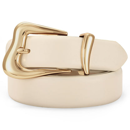 TRIWORKS Women's Belts for Jeans Pants Gold Buckle Fashion Waist Belts for Ladies Leather Belts