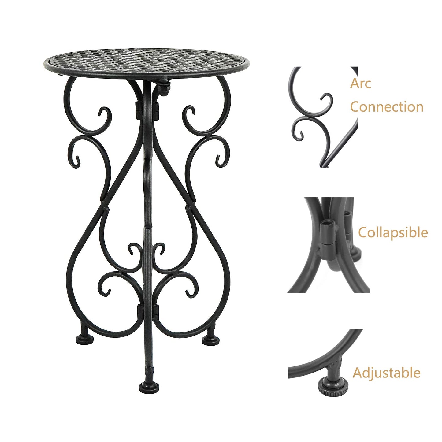 NAKUPE Plant Stand Indoor & Outdoor Flower Pot Stand 17" Tall Metal Plant Table,Single Planter Holder for Patio, Porch, Corner, Garden Decor, Balcony, Black(1 Pack)