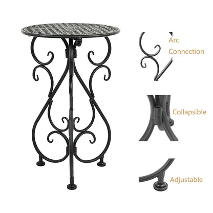 NAKUPE Plant Stand Indoor & Outdoor Flower Pot Stand 17" Tall Metal Plant Table,Single Planter Holder for Patio, Porch, Corner, Garden Decor, Balcony, Black(1 Pack)
