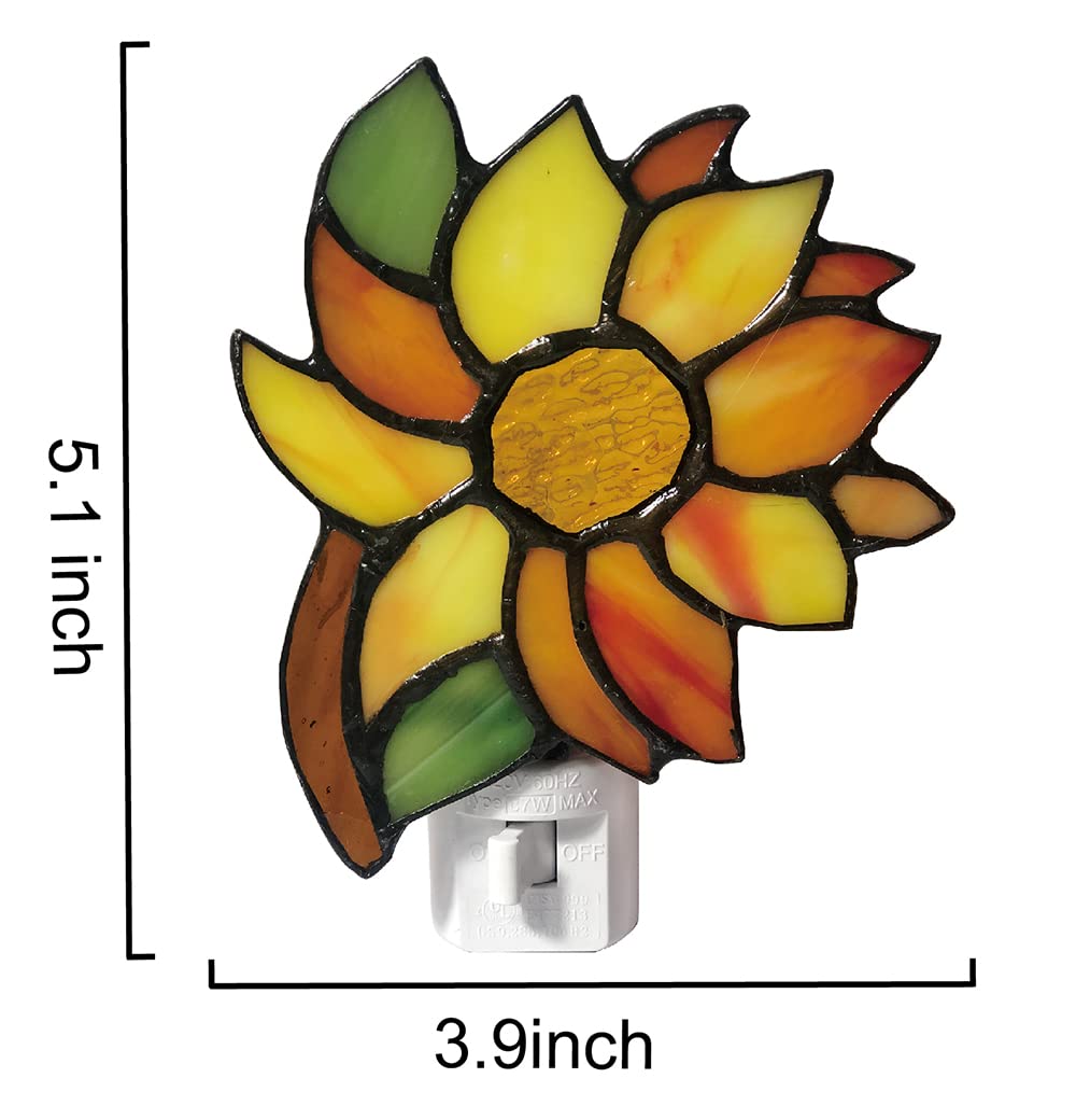 DUONAYU Stained Glass Sunflower Night Light,Suitable for corridors, bedrooms, and Kitchens.A Gift for mom.DYM8011
