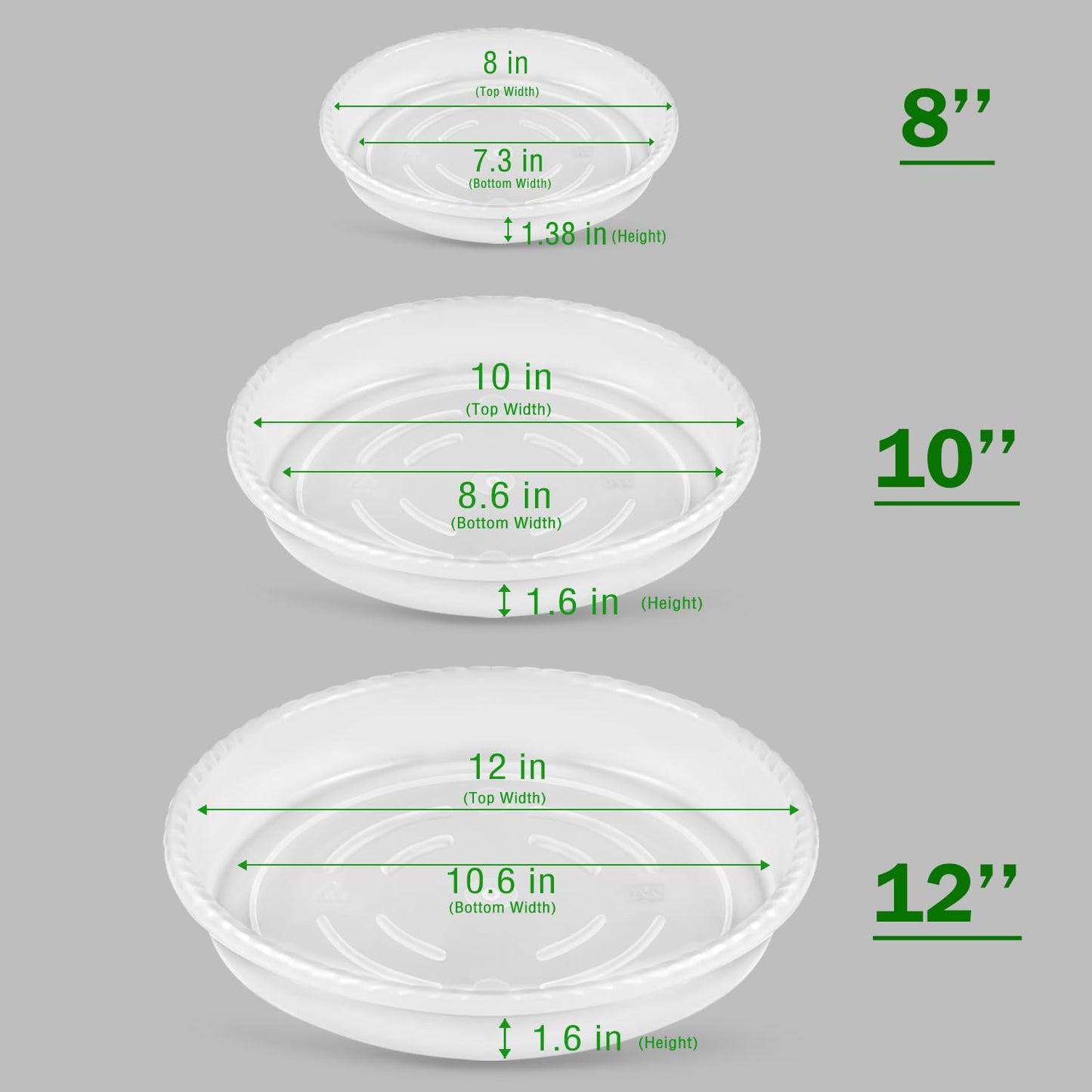 SupKing 9 Pack Plant Saucers (8inch /10inch /12inch) Heavy Sturdy Plant Trays for Indoor Clear Plastic Flower Pot Saucers Thicker Plant Water Drip Trays for pots -Clear