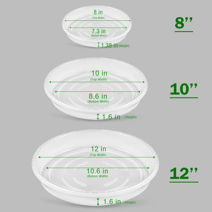 SupKing 9 Pack Plant Saucers (8inch /10inch /12inch) Heavy Sturdy Plant Trays for Indoor Clear Plastic Flower Pot Saucers Thicker Plant Water Drip Trays for pots -Clear