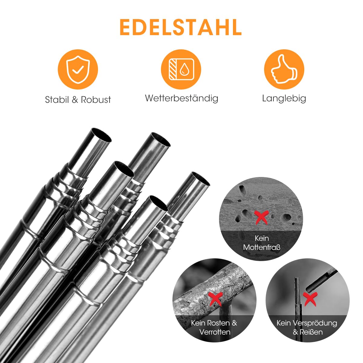 Aieve Extendable Plant Stakes, 13in to 49in Stainless Steel Telescoping Monstera Plant Support Stakes, Indoor Outdoor Garden Stake Support Sticks for Tomato Vegetables Monstera Vine (5 Packs)