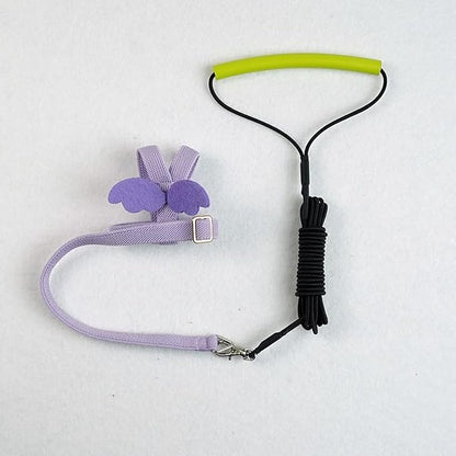 Bird Harness Leash Adjustable Outdoor Training Flying Harness Traction Rope with Cute Wing for Parrots Pigeons Budgerigar Lovebird Cockatiel Mynah (S,Purple)