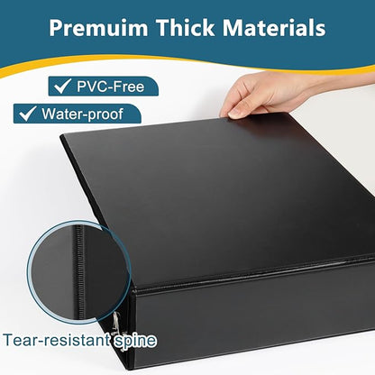 CIXILDTS 3" 3 Ring Binder, Standard 3-Inch Slant-D Ring Binder Fit Letter Size Paper, Presentation View Binders, 10 Packs, Black