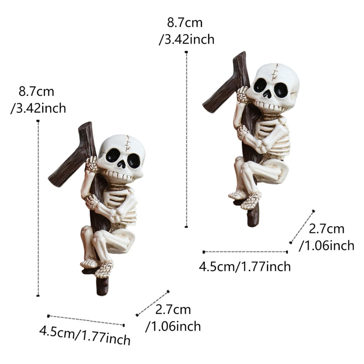Wjwumha 2 Pieces Climbing Skeleton Statues Halloween Plant Pots Hanging Figurine Skull Atmosphere Ornament for Flower Pot Fish Tank Decoration