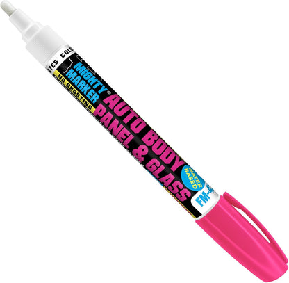 FM-43 Auto Body and Glass Paint Marker, No-Ghost, Highly Water-Resistant, 2.3mm Bullet Tip, Valve Action, 6 Bonus Reversible Tips, Made in USA - Pink 6 Pack