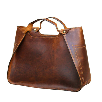 The Tannery Large Genuine Full Grain Leather Tote Bag for Women, Purse for Work Travel and Everyday Use, Stylish Durable Shoulder Handbag with Zipper Fits Laptop (Red Brown)