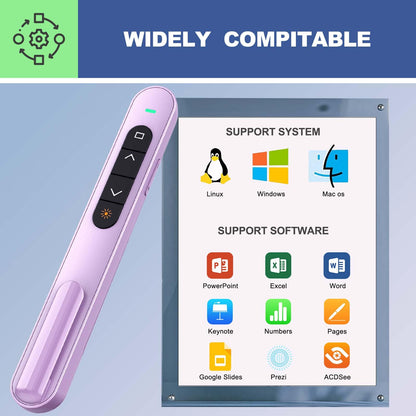 QUI 2 Pack Presentation Clicker, Hyperlink Volume Control Wireless Presenter, RF 2.4GHz USB Presentation Remote Control,PowerPoint Clicker Slide Advancer for Computer, Laptop, Mac (USB Type-c, Purple)