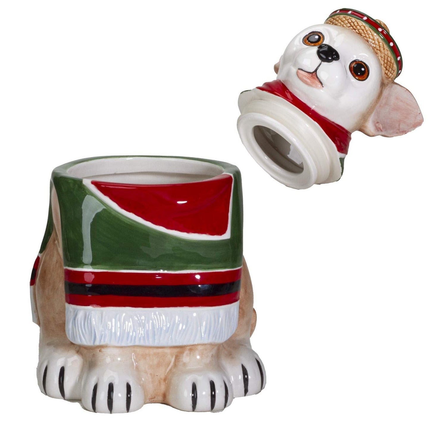 Pacific Giftware Red and Green Mexican Chihuahua Ceramic Decorative Storage Jar Container for Cookies Treats Snacks Cute Kitchen Counter Decor 10.25" H