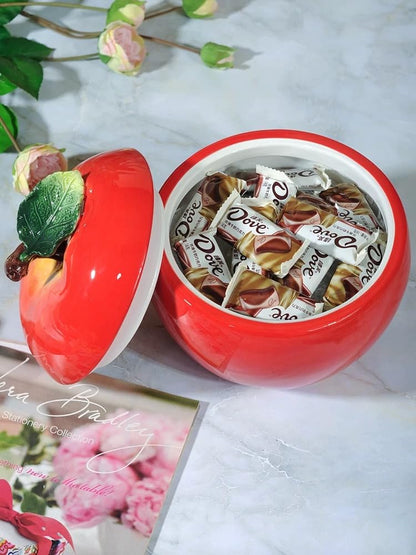 PEHOST Ceramic Apple Shaped Food Storage Container with Lid, Red