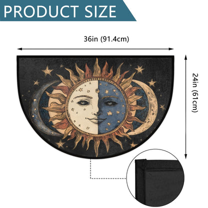 Pardick Boho Sun Moon Half Round Door Mat, Non-Slip Welcome Indoor Entrance Way Rug Semi Circle Front Doormats Washable Bathroom Kitchen Floor Mat, Outdoor Rugs for Garage, Patio, Hearth Rug